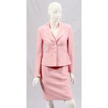 LUCA LUCA COTTON BLEND SKIRT SUIT, SIZE 42/44Pink silk, cotton, and linen blend skirt suit, the