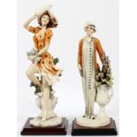 CAPODIMONTE, FLORENCE, PORCELAIN, FIGURES, 1995 & 1997, TWO H 13" & 15"Capodimonte figurines