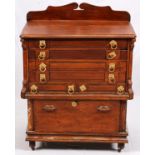 VICTORIAN WALNUT SILVER CHEST, H 39", W 29", D 19"having a contoured back panel, 4 stacked full