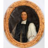 OLD MASTER PORTRAIT OF RECTOR OF THE CLOTH, H 30", W 25"Oval format, artist unknown, probably