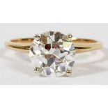 DIAMOND SOLITAIRE RING 2.23CT.14 kt yellow gold setting. Ring size 6.5. TW. 2.6 gr. G color, vs2.