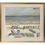 ALEXANDRE DENONNE (BELGIAN, 1879-1953), OIL ON CANVAS, H 27 1/2", W 24", CABANAS ON THE