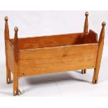 ANTIQUE PINE AMERICAN BABY CRADLE, H 27", W 15", D 37"- For High Resolution Photos visit