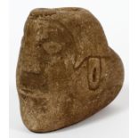 MISSISSIPPIAN CULTURE SANDSTONE PIPE, H 3"A carved sandstone pipe, in the form of a head with