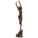 HARRIET WHITNEY FRISHMUTH (AMERICAN, 1880-1980), BRONZE SCULPTURAL FOUNTAIN, 1920, H 43" "JOY OF THE