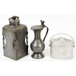 PEWTER CANISTER, STEIN AND OVAL BOX MARKED BOYENsome marks on base- For High Resolution Photos visit