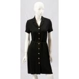 ST. JOHN KNIT BLACK DRESS, SIZE 4Black dress, size 4, with a belt. Having gold tone buttons along