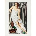 AFTER TAMARA DE LEMPICKA (POLISH, 1898-1980), COLOR LITHOGRAPH, IMAGE: H 26", W 15", "LADY IN LACE"