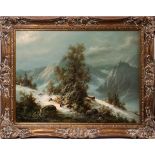 LUDWIG MUNINGER (GERMAN 1929-1997) OIL ON CANVAS, H 30" W 40"Winter Mountain scene, signed lower