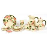 FRANCISCAN WARE, DESERT ROSE DINNERWARE, 77 PCS.1 water pitcher 9", 1 coffee pot 9", 1 tea pot 6",