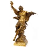 EMILE LOUIS PICAULT (FR.1833-15), BRONZE SCULPTURE, H 29", W 21" GENIE ET LUMIERETitled "Genie et