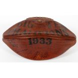 UNIVERSITY OF MICHIGAN 1933 TEAM SIGNED FOOTBALLShows some scratches to the leather. The