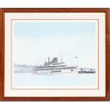 JIM CLARY, PRINT H 22", L 27", GREAT LAKES STEAMER "PUT-IN-BAY", PENCIL SIGNEDTitled and numbered