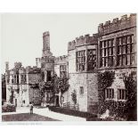 FRANCIS FRITH, CARBONIZED (?) ALBUMEN PRINT, "HADDON HALL, DERBYSHIRE", C. 1860, H 9 1/2", W 7"