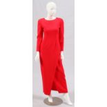 BILL BLASS RED KNIT BLEND EVENING GOWN, SIZE 8Cherry red knit blend full length dress, with zipper