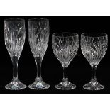 CRYSTAL CHAMPAGNES & WINES, 12Matching. Eight champagnes, H 8". Four wines, H 6 1/2". Bohemia.-