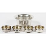 STERLING PORRINGERS AND SALTS, 5 PIECES, L 5 1/2"-6 1/2"Includes one sterling silver porringer, W.