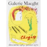 MARC CHAGALL PRINT, H 31", L 23", GALERIE MAEGHTDated December 1969 - January 1970. Unframed.Good
