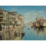 CESARI, ROBERTO (1949). "Canal veneciano". Óleo sobre tabla. 30 x 40 cm. Firmado en el ángulo