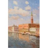 RIZZI, ANTONIO. "Vista de Venecia". Óleo sobre tabla. 34 x 26 cm. Firmado en el ángulo inferior