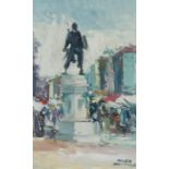 MONTESINOS, RICARDO (1942). "Plaza de Cascorro". Óleo sobre tablex. 21 x 13 cm. Firmado y fechado (