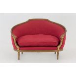 A Louis XVI style gilt wood sofa