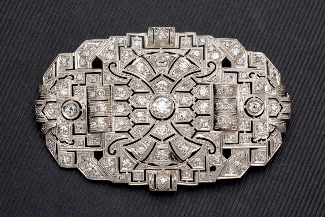 Platinum and diamond brooch