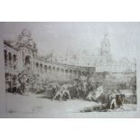 ROBERTS, David.- "BULLFIGHT, Seville" Plancha original de grabado de la serie "Picturesque