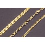 Three gold bracelets 18 K