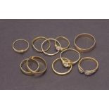 Ten 14K gold rings