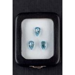 Three aquamarines pear shape 5,40 cts