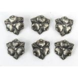 Set of six sterling silver floral buttons, stamped A. Ring  each 2cm diameter : For Condition