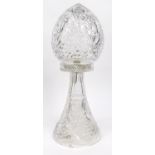 Cut crystal table lamp and shade, 49cm high : For Condition Reports please visit www.