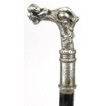 Victorian silver plated sleeping baby walking stick, NJ 1871, 90cm long : For Condition Reports