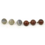 Six Victorian hardstone buttons, each 2cm diameter : For Condition Reports please visit www.