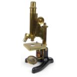 Beck & Son brass microscope, London Model 22, 34cm high : For Condition Reports please visit www.