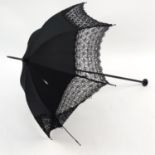 Vintage lady's black silk parasol, 103cm long :For Condition Reports please visit www.