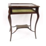 Mahogany bijouterie table cabinet, 77cm high x 62cm wide x 44cm deep : For Condition Reports