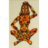 Watercolour onto paper abstract composition of a figure, bearing a signature C.H. Savva, mounted and