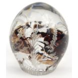 Glass paperweight engraved with fern leaf decoration, engraved 'WH86' to the base, 9.5cm high :For