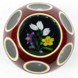 Boxed Caithness Woodland Glade quadruple overlay paperweight with floral decoration, etched marks to