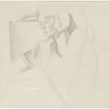 Art Deco pencil sketch of a lady, bearing a signature Wyandham Lewis, dated 1922, mounted and