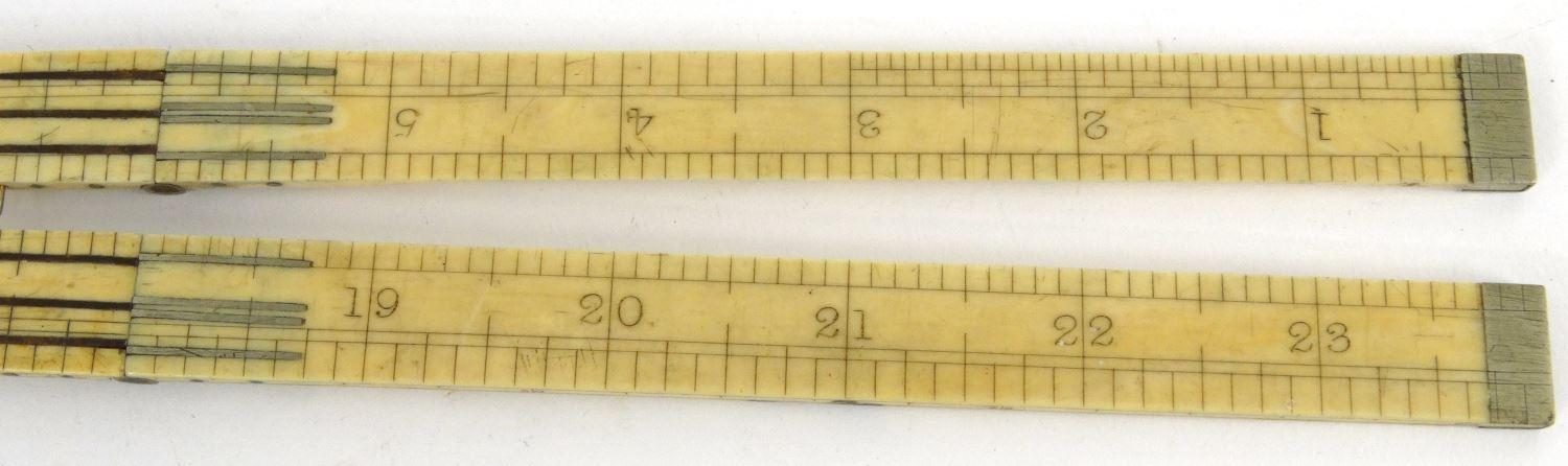 Victorian ivory folding ruler, W.W Worsnop Derby, 17cm long when closed :For Condition Reports - Image 5 of 20