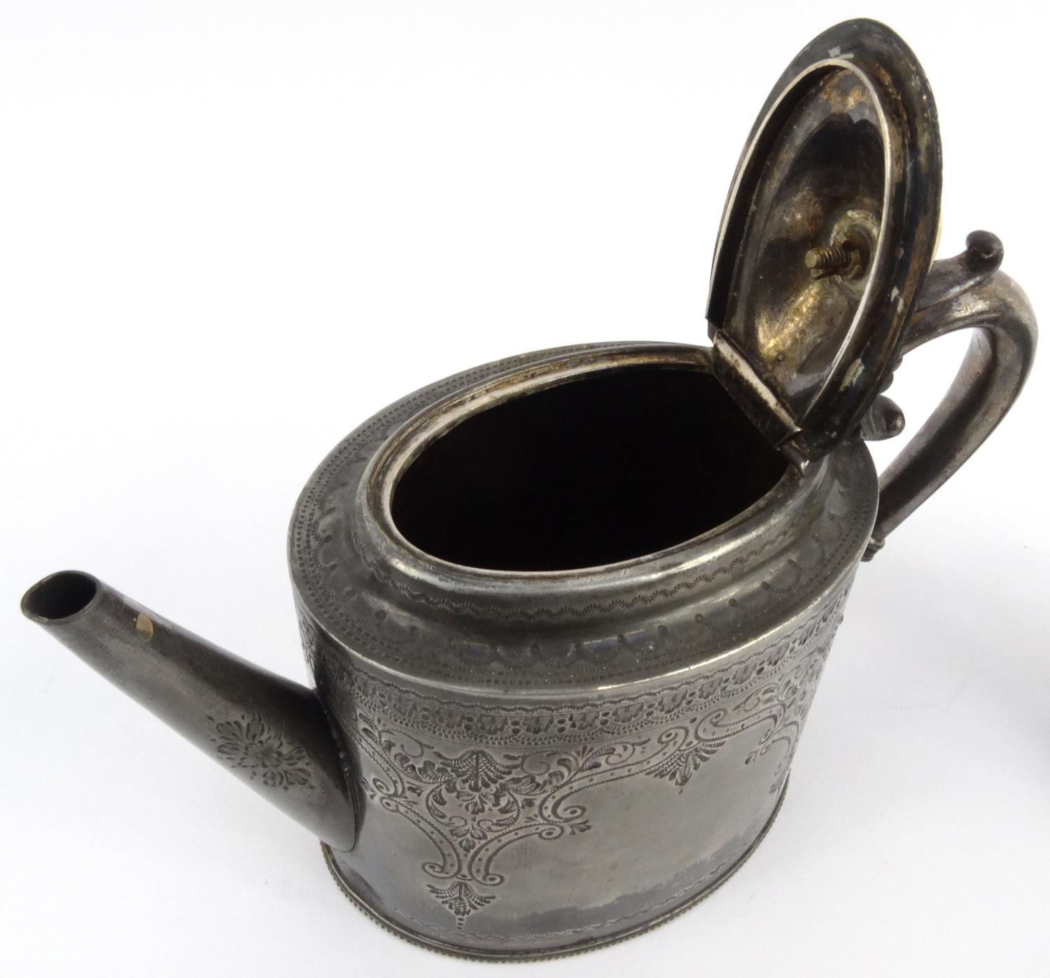 Victorian military interest silver plated teapot and milk jug 'Presented to CRSGT John Banks, 1st - Image 5 of 6