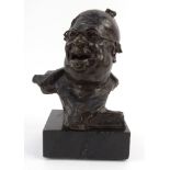 E Winro ? bronze model of Pickwick mounted on a marble base, 16cm high :For Condition Reports please