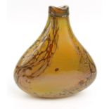 Signed Studio glass vase with orange swirling decoration, 24cm high :For Condition Reports please