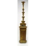 Tall gilt wood candle stand, 170cm high : For Condition Reports Please visit www.eastbourneauction.