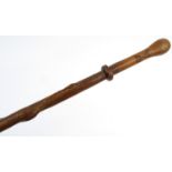 Wooden walking stick naively carved with a serpent, 85cm long :For Condition Reports please visit