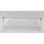 Designer Perspex and glass two tier coffee table, approximately 40cm high x 110cm wide x 55cm deep :