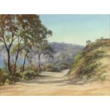 John Emmett - Oil onto canvas mounted on board of a hillside, mounted and framed, 29cm x 21cm